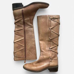 BCBG Generation Soft Leather Brown Janiss Knee High Riding Boots Size 7.5